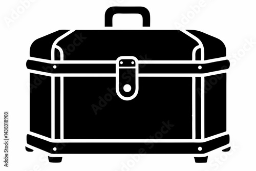 Old Steamer Trunk Storage Box Silhouette vector illustration