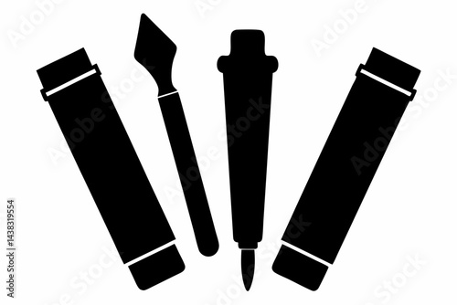 Pen Grips And Sleeves Silhouette vector illustration