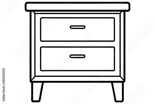 Simple Wooden Nightstand Line Art vector illustration