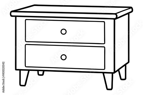 Simple Wooden Nightstand Line Art vector illustration