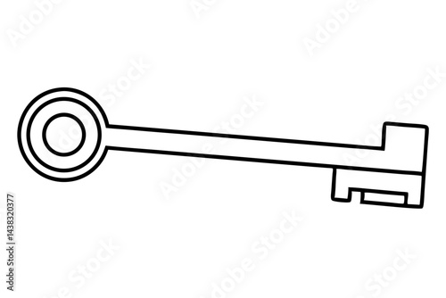 Small Key For File Cabinet Line Art vector illustration