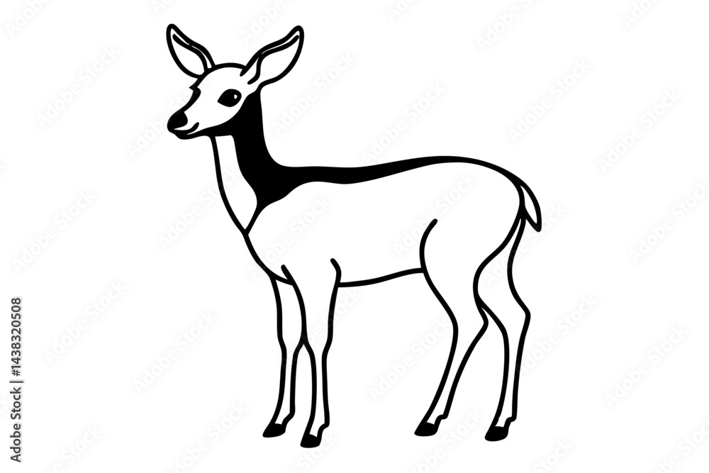 Fototapeta premium Standing Deer Line Art vector illustration