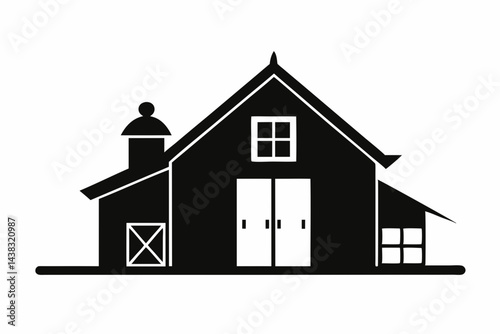 Tiny Amish Farmhouse Silhouette vector illustration
