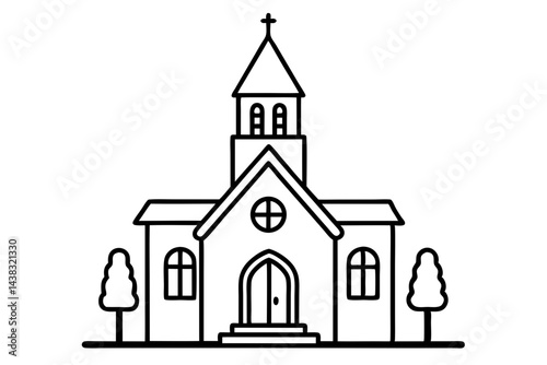 Tiny Las Vegas Wedding Chapel Line Art vector illustration