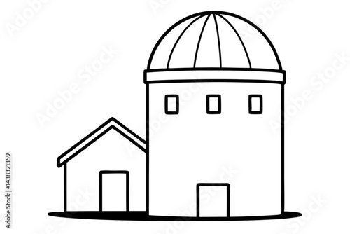 Tiny Midwestern Grain Silo Structure Line Art vector illustration