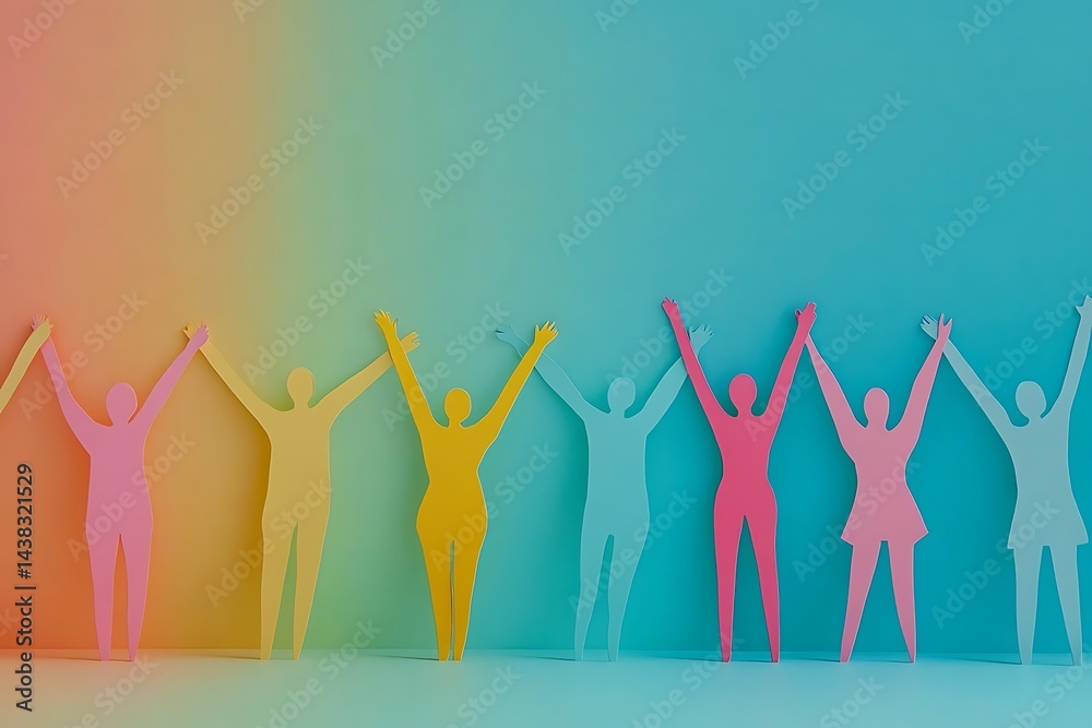 Fototapeta premium Pastel Paper People Group Success Celebration