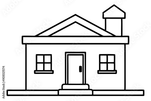 Tiny Post Office Building Line Art vector illustration