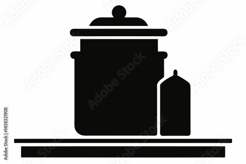 Tobacco Jar On Counter Silhouette vector illustration