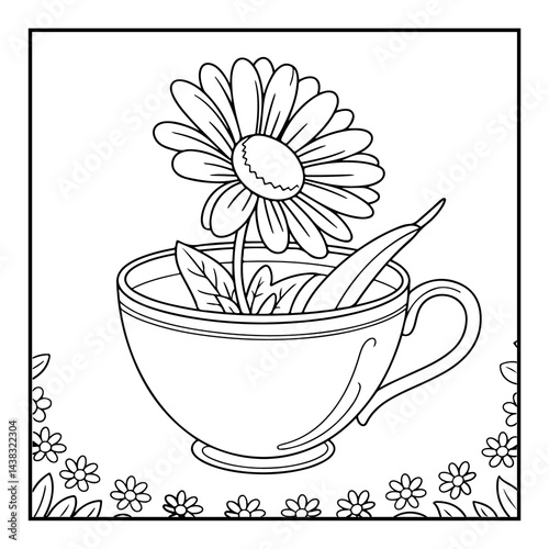 Floral Teacup Coloring Pages For Kids
