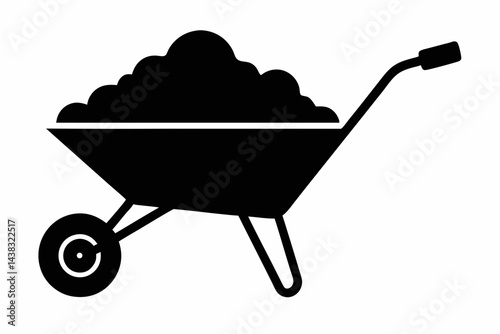 Wheelbarrow Full Of Soil Silhouette vector illustration