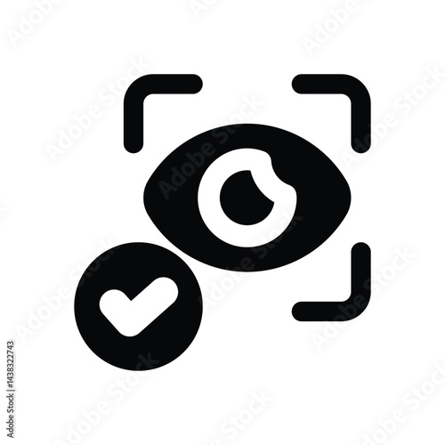 eye recognition glyph icon. Strong and solid vector icon for websites, mobile interfaces, presentations, and visual branding. High quality and easy to edit.