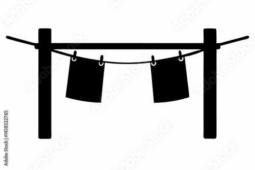 Wooden Clothesline Silhouette vector illustration
