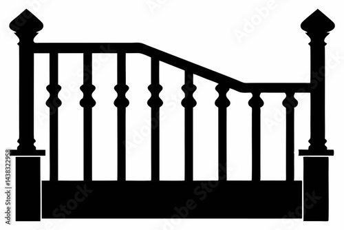Wraparound Porch Railing Silhouette vector illustration