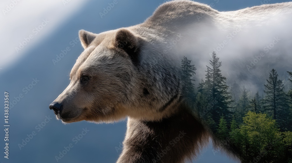 Fototapeta premium Majestic bear amidst misty forest