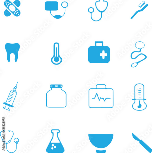 Health and medicine icon set
