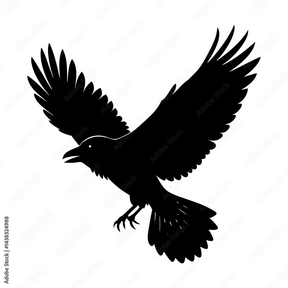 Obraz premium Flying Crow Silhouette vector illustration