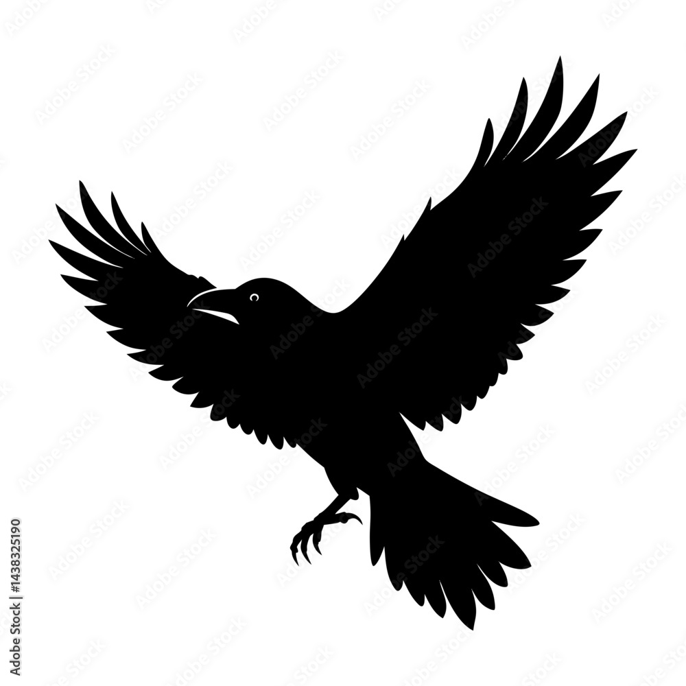 Fototapeta premium Flying Crow Silhouette vector illustration