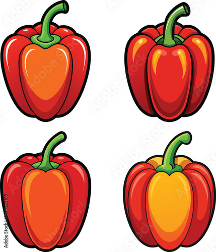 Collection of Red Bell Pepper Clipart Vector Fresh Food Design