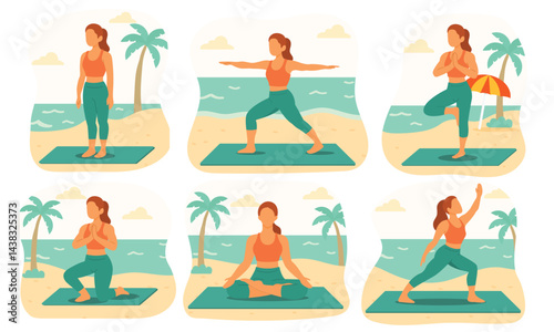 Young Woman Practicing Yoga on the Beach Vol. 1
