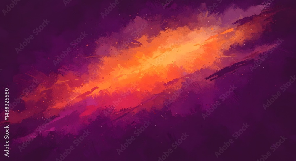 Fototapeta premium Abstract Painting with Vibrant Orange and Purple Hues for Modern Design