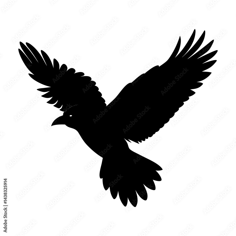 Fototapeta premium Flying Crow Silhouette vector illustration