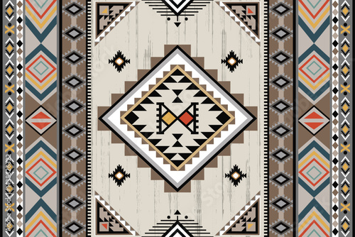 Navajo tribal vector seamless pattern. Native American ornament. Ethnic South Western decor style. Boho geometric ornament. Vector seamless pattern. Mexican blanket, rug. Woven carpet illustration