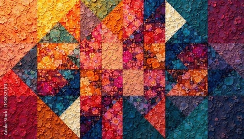 Abstract geometric tapestry pattern, muted tones, decor, texture, craft