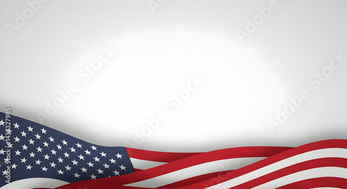 Waving Fabric with Star and Stripe Pattern on White