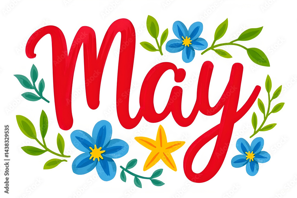 Obraz premium May Month Illustration – Spring Flowers, Sunshine, and Seasonal Celebration Art 