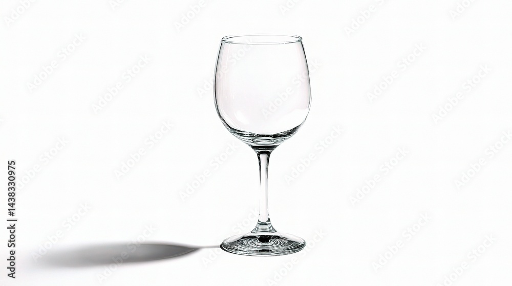Fototapeta premium Elegant Isolated Empty Wine Glass with Stem on White Background