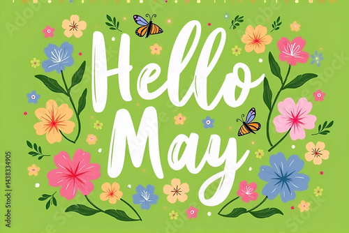 May Month Illustration – Spring Flowers, Sunshine, and Seasonal Celebration Art
