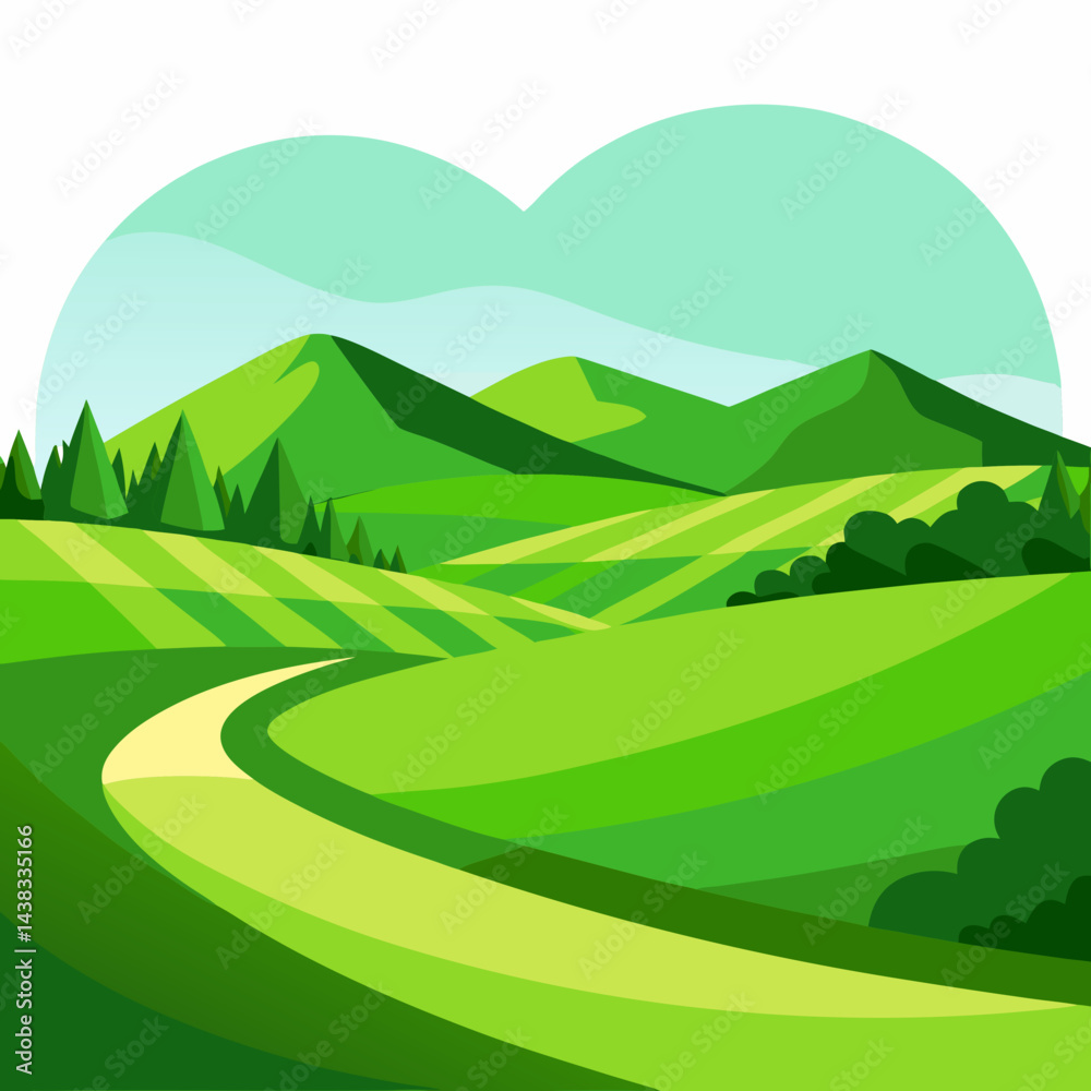 Obraz premium Landscape with green hills and Blu sky