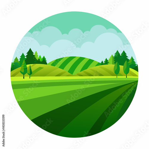 Landscape  with green hills and Blu sky