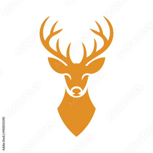 Orange Deer Head Silhouette Logo Design.eps