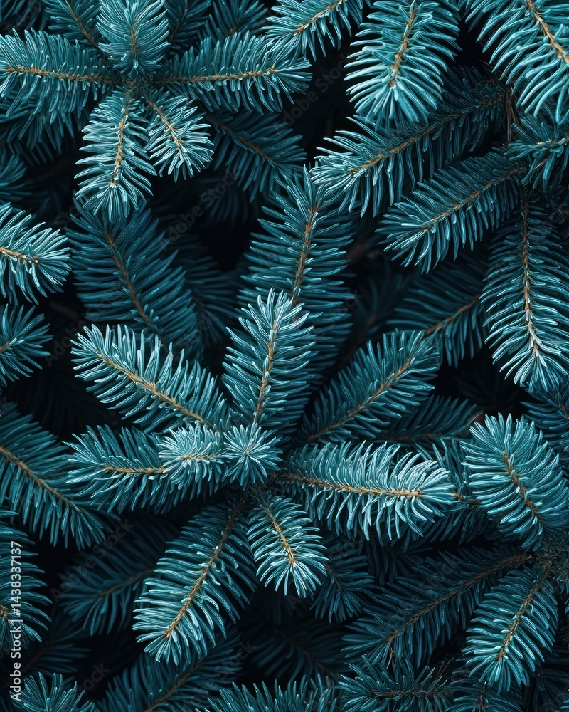 Teal Christmas Fir Branches Teal Christmas Fir Branches