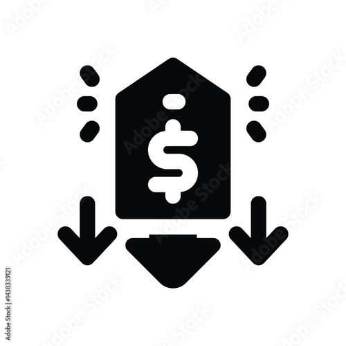 low price glyph icon. Strong and solid vector icon for websites, mobile interfaces, presentations, and visual branding. High quality and easy to edit.