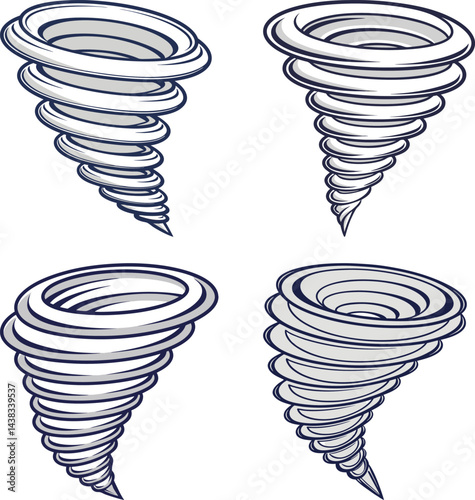 Realistic tornado vector icon with swirling motion. Dynamic tornado illustration with debris. Modern storm vortex design.