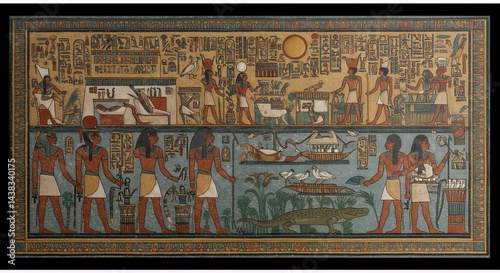 Wallpaper Mural Egyptian mural with figure, hieroglyph, crocodile Torontodigital.ca