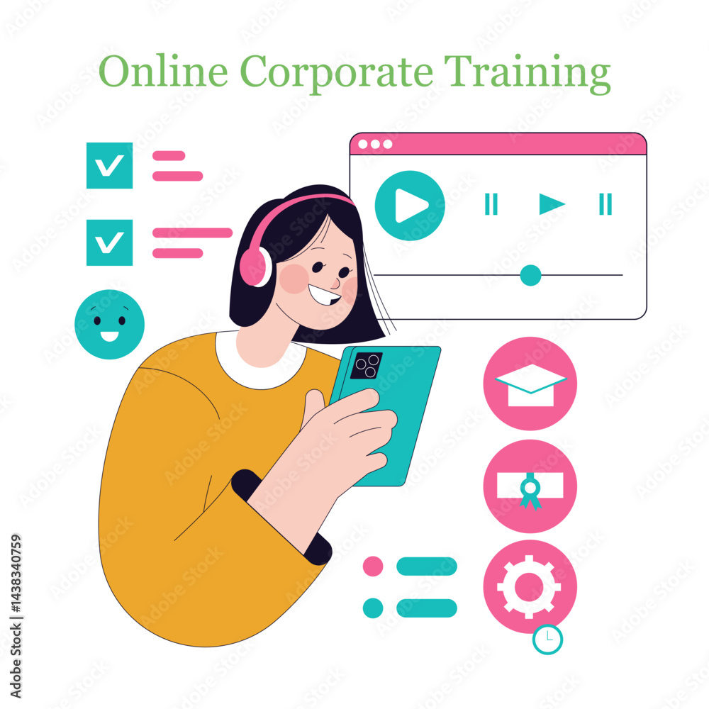 Online Learning. Flat Vector Illustration Online Learning. Flat Vector Illustration