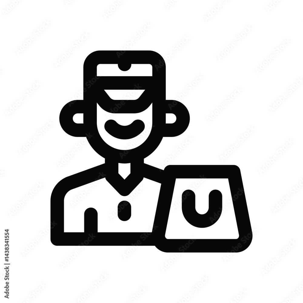 delivery man line icon. Clean and minimalist vector icon for websites, mobile apps, presentations, and logos. Fully scalable and customizable for any project. delivery man line icon. Clean and minimalist vector icon for websites, mobile apps, presentations, and logos. Fully scalable and customizable for any project.