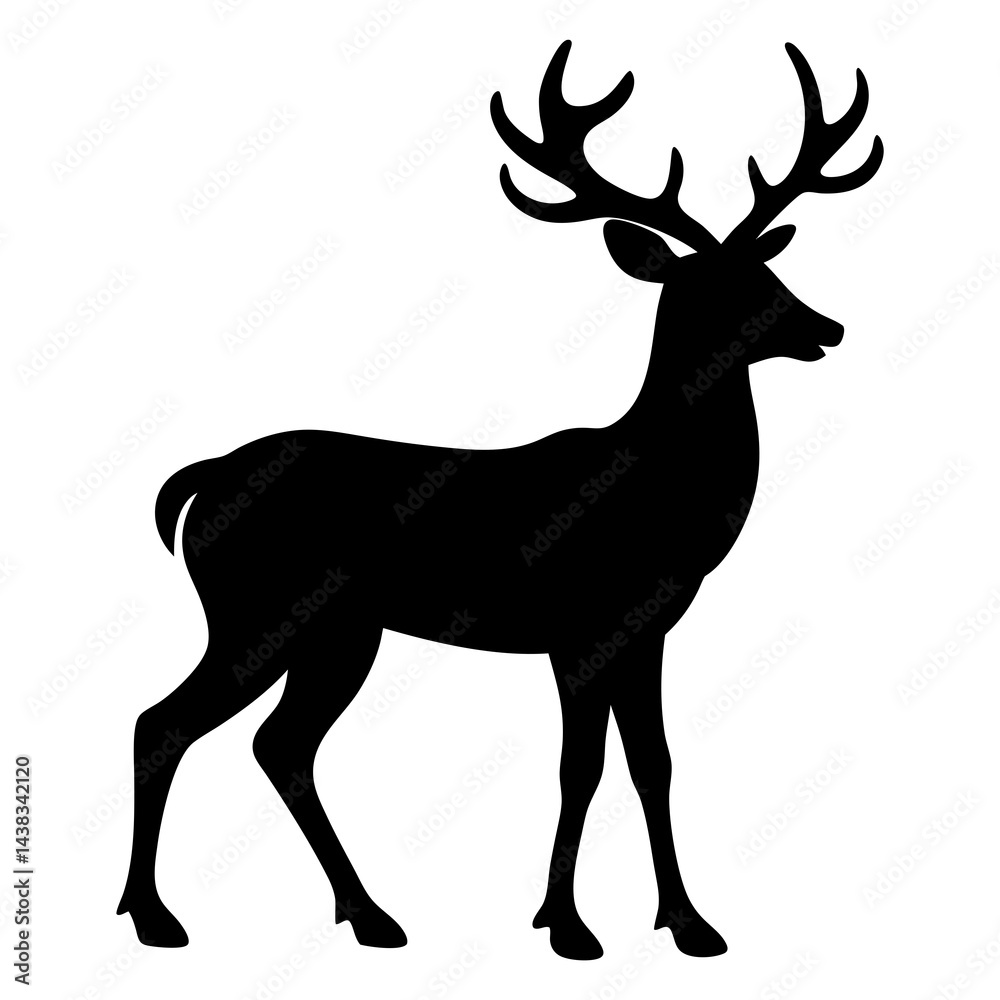 Fototapeta premium Deer silhouette vector on white background