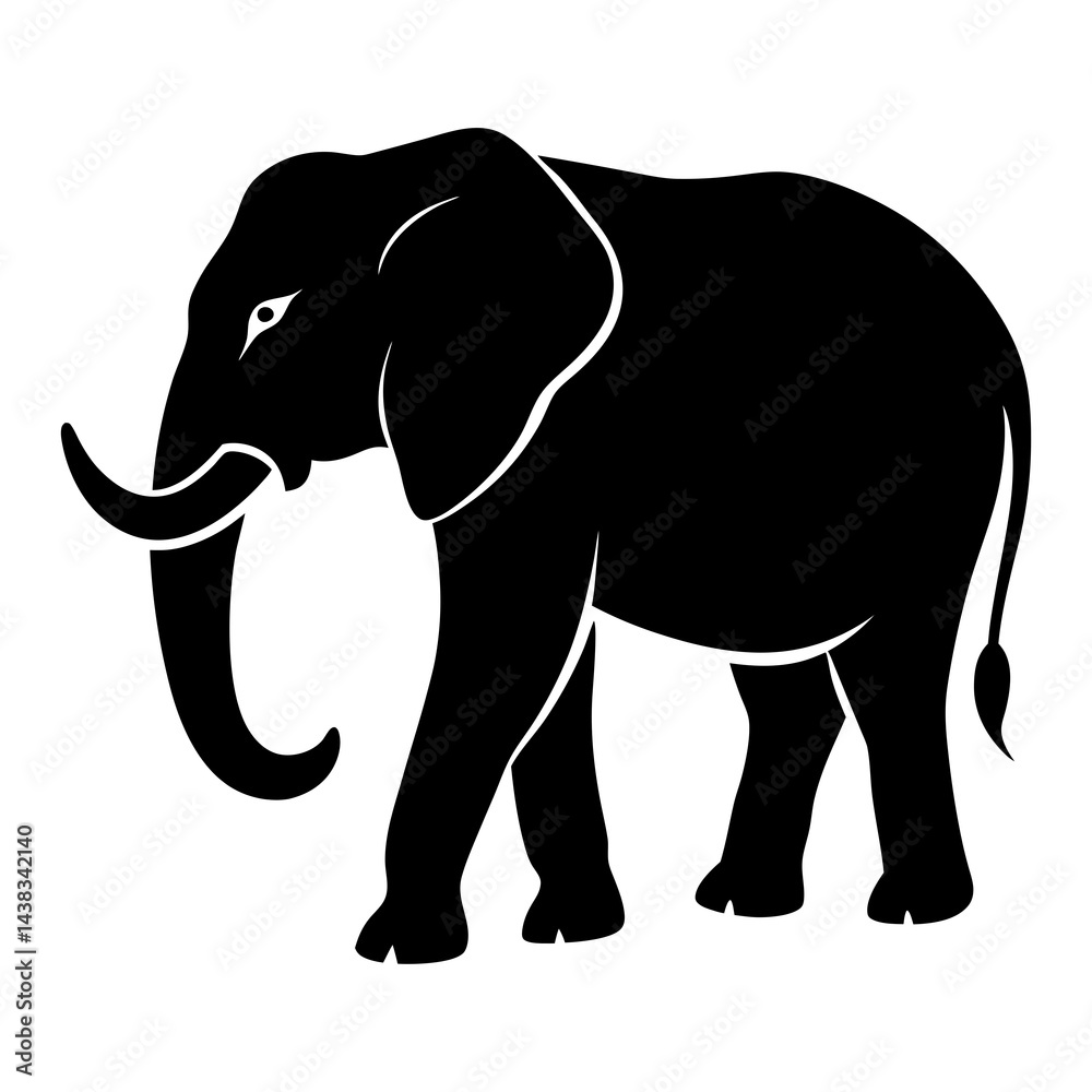 Fototapeta premium Elephant vector silhouette on white background