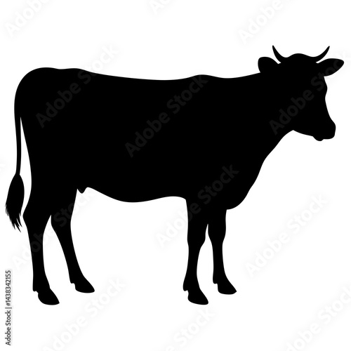 Silhouette of a cow on white background