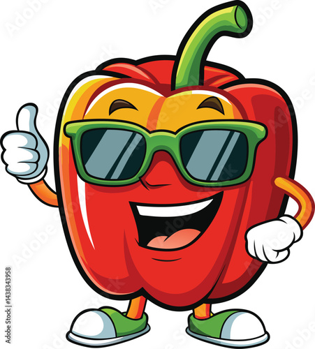 Red Bell Pepper Cartoon Vector Happy Food