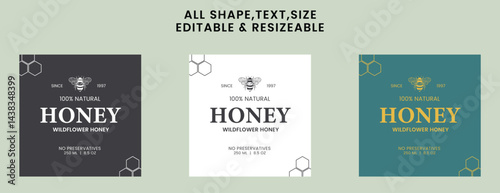 Honey Label, Honey Packaging, Bee honey, Honey Vector packaging, Label for print, Print ready file, Vector design, pack, vector packaging, Food label, Nutrition Label,