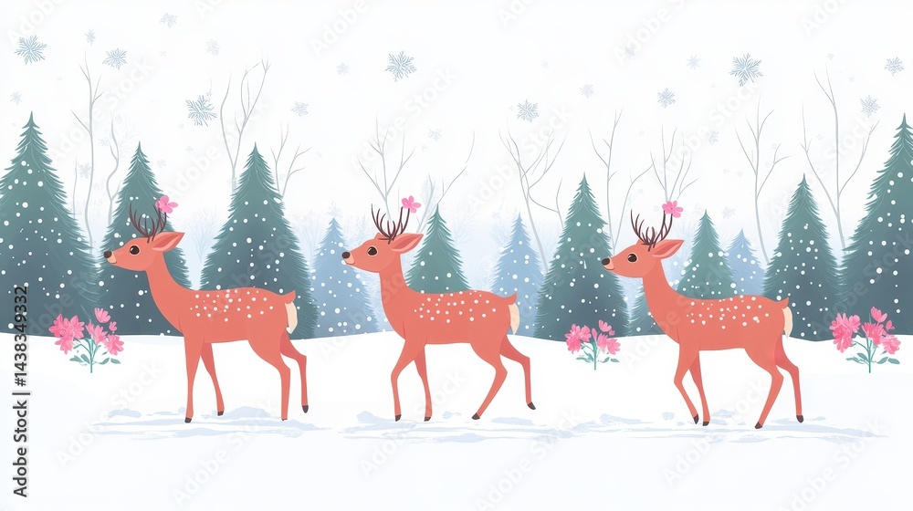 Three Reindeer in a Winter Wonderland Three Reindeer in a Winter Wonderland