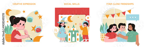 Preschool Education. Flat Vector Illustration