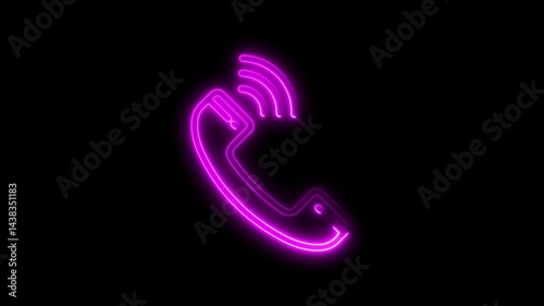 Wallpaper Mural Neon telephone icon with signal indicator glows on black background Torontodigital.ca
