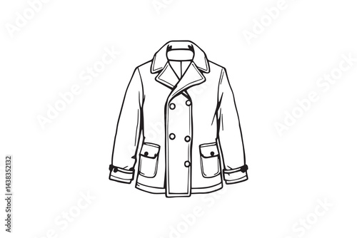 Pea coat line art illustration 