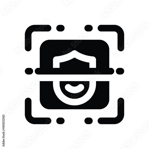 face scanner glyph icon. Strong and solid vector icon for websites, mobile interfaces, presentations, and visual branding. High quality and easy to edit.